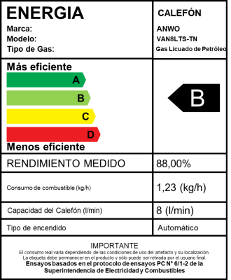 CALEFÓN ANWO 8 L/M HITECH HYDRO 16 TIRO NATURAL LPG